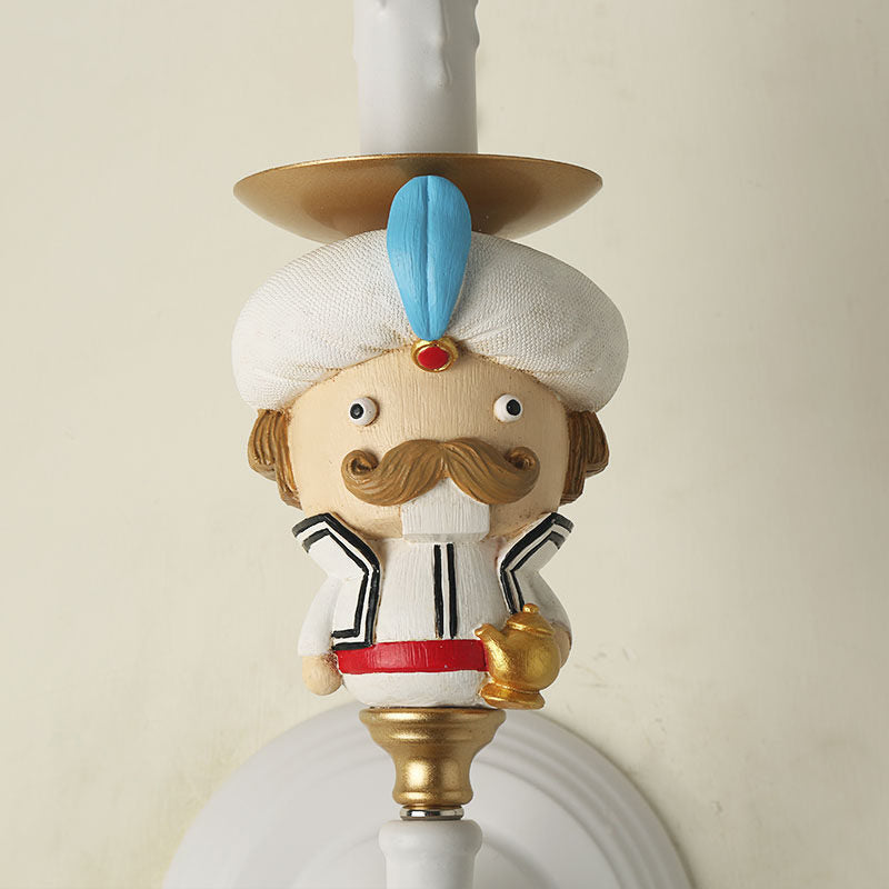Vivolux | Wandlampe Kaars mit Cartoonfiguren und Kristall Deco Harz 1 Licht Moderne Wandlampe in Weiß für Kinderzimmer