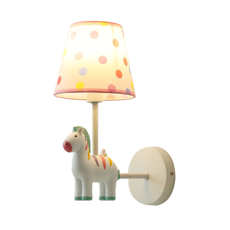 Vivolux | Resin Pferd Wandlampe mit konischer Schirm Mädchen Schlafzimmer Eine Glühbirne Hübsches Kinder Wandleuchte