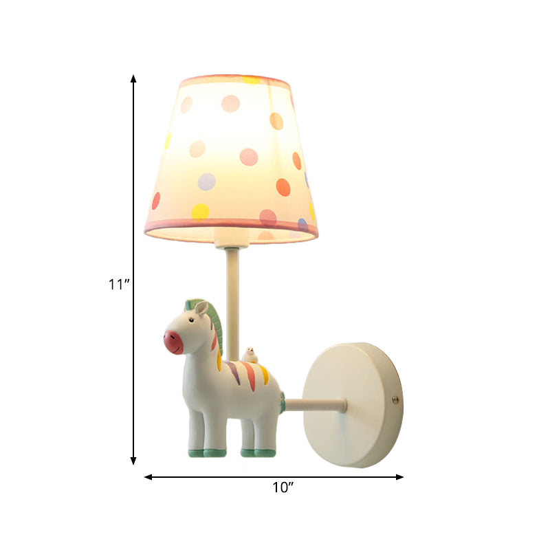 Vivolux | Resin Pferd Wandlampe mit konischer Schirm Mädchen Schlafzimmer Eine Glühbirne Hübsches Kinder Wandleuchte