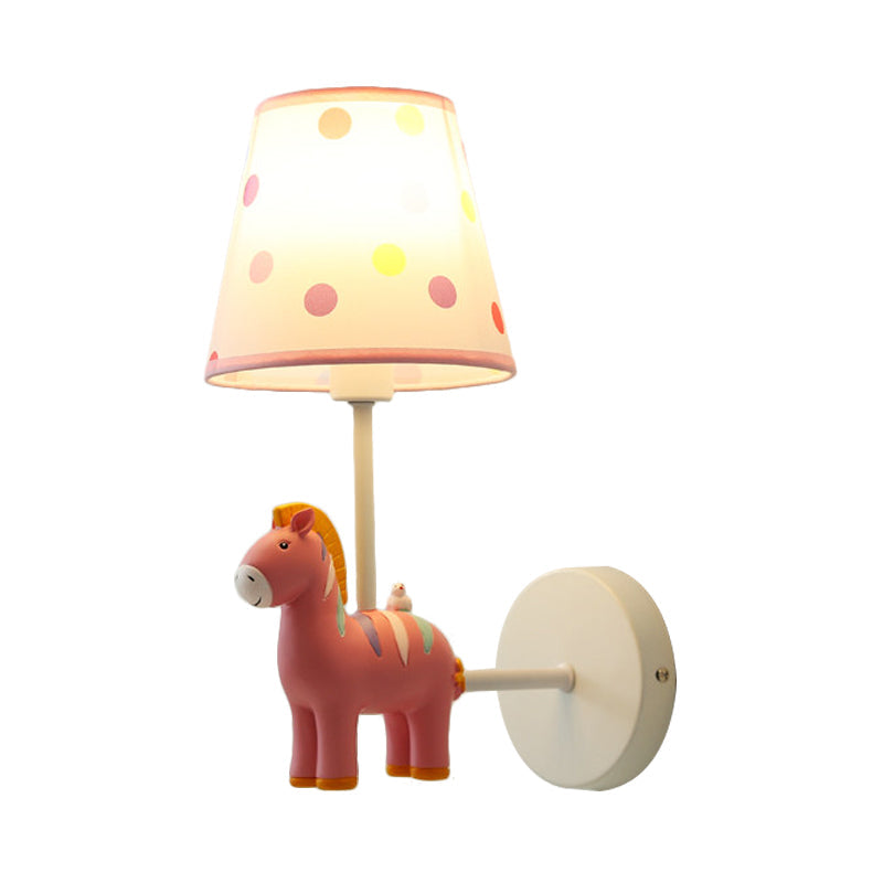 Vivolux | Resin Pferd Wandlampe mit konischer Schirm Mädchen Schlafzimmer Eine Glühbirne Hübsches Kinder Wandleuchte