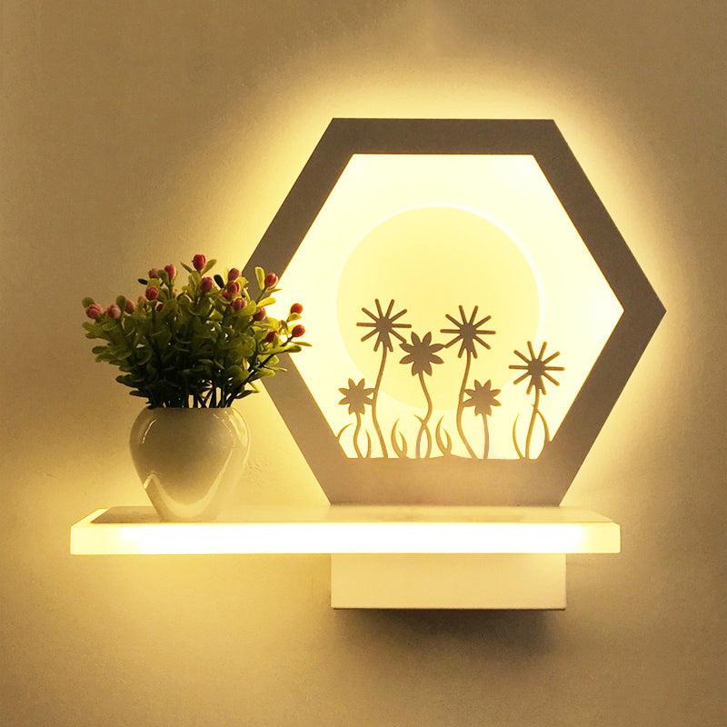 Vivolux | Restaurant Café Wandleuchte mit Regal Acryl Moderne Kreative Wandleuchte Licht in Weiß