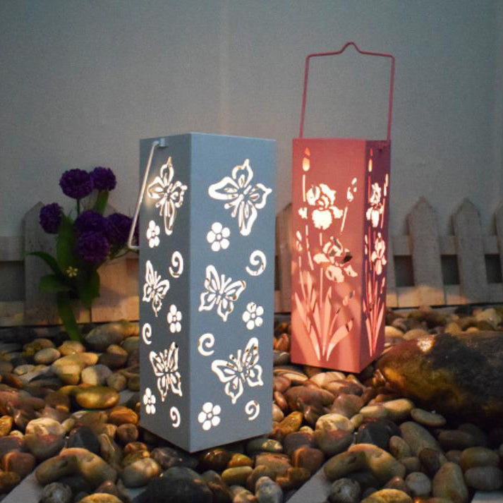 Vivolux | Solar Butterfly Rose Muster Hohle Säule LED Außen wasserdichte dekorative Lampe