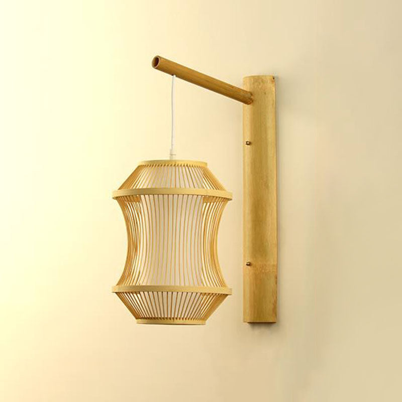 Vivolux | Geometrische Vorm Wandlamp Aziatisch Bamboe 1-Lichts Houten Wandlamp voor Slaapkamer