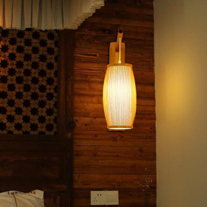 Vivolux | Geometrische Vorm Wandlamp Aziatisch Bamboe 1-Lichts Houten Wandlamp voor Slaapkamer