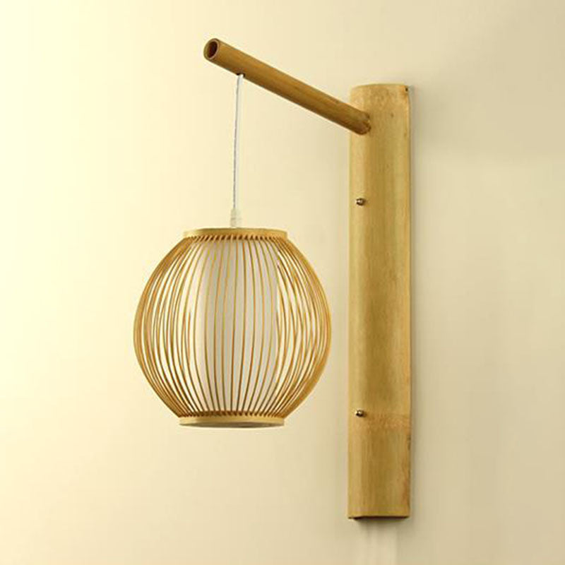 Vivolux | Geometrische Vorm Wandlamp Aziatisch Bamboe 1-Lichts Houten Wandlamp voor Slaapkamer