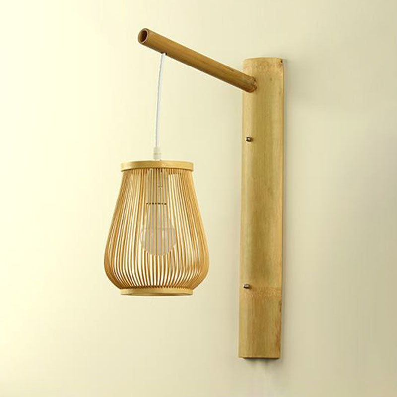 Vivolux | Geometrische Vorm Wandlamp Aziatisch Bamboe 1-Lichts Houten Wandlamp voor Slaapkamer