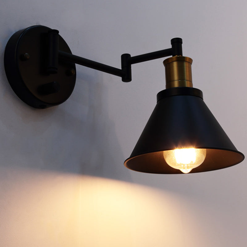 Vivolux | 1 Glühbirne Kegel Wandleuchte Industriell Matt Schwarz Metall Wandmontierte Lampe für Innenräume