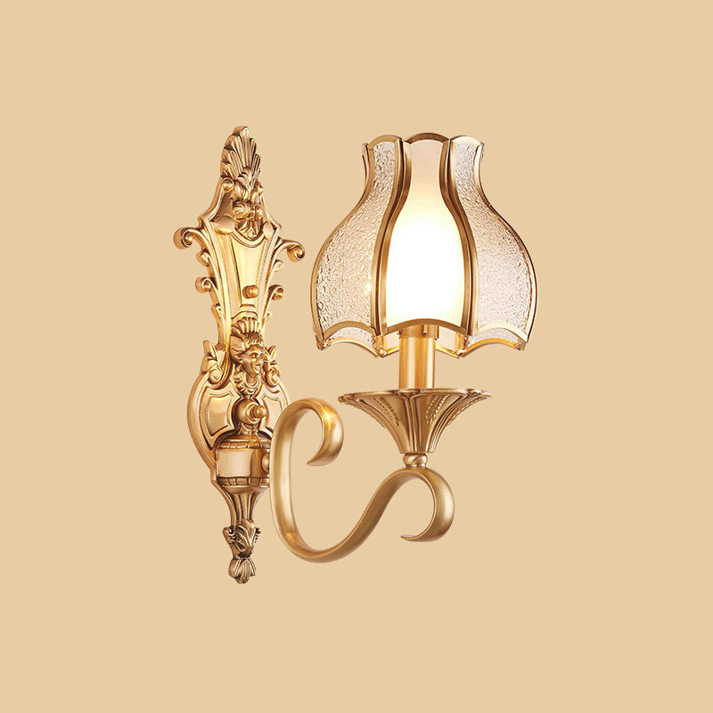 Vivolux | Traditionelle blütenförmige wandmontierte Leuchte Rippling-Glas-Wandleuchte in Gold