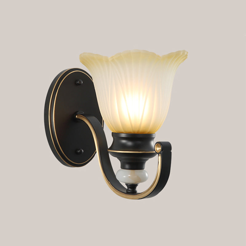 Vivolux | Retro Gerüschte Wandmontage Licht Einzel-Glühbirne Geripptes Glas Wandbeleuchtung in Kaffee für Wohnzimmer