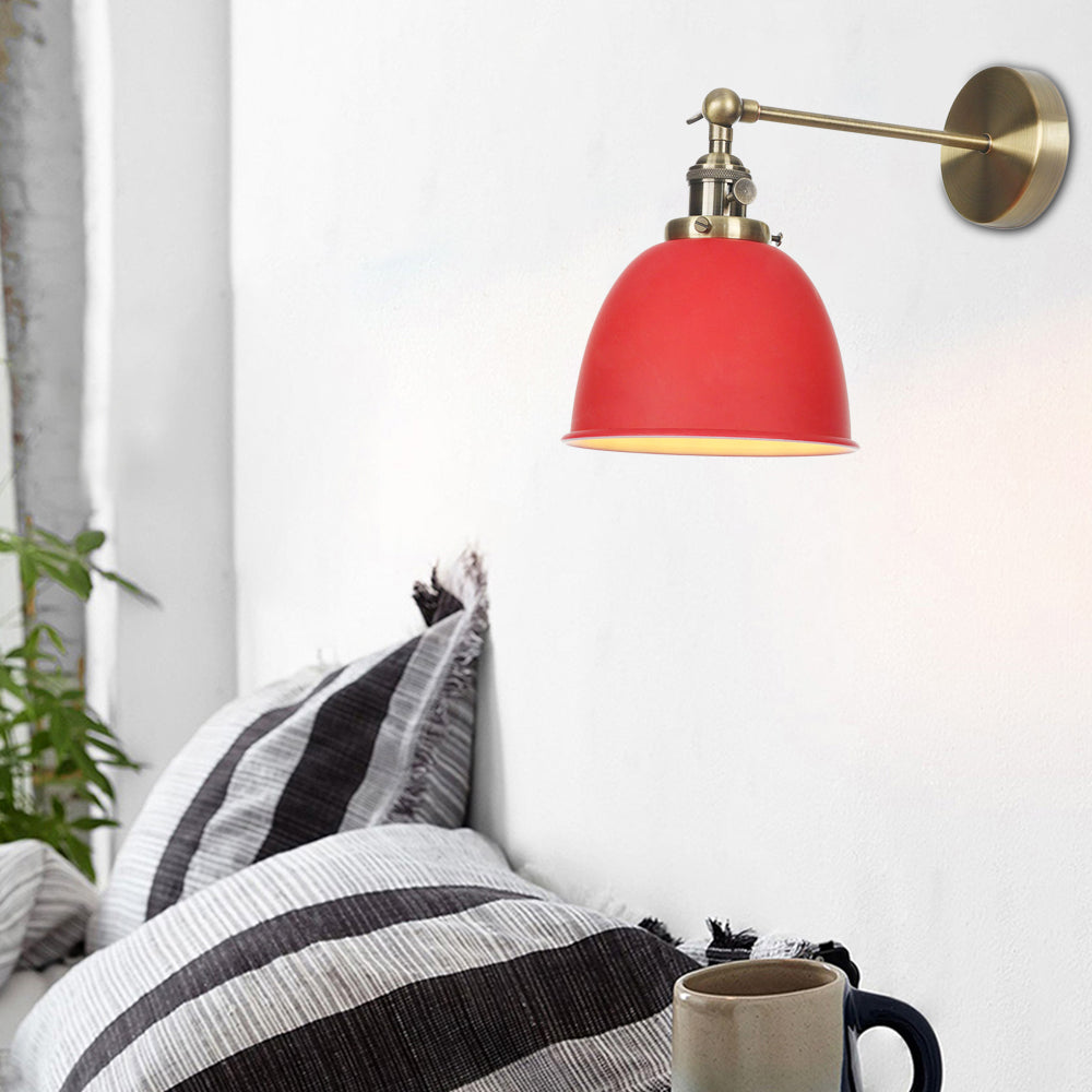 Vivolux | 1 Glühbirne Kuppel Schirm Wandleuchte Industriell Schwarz/Grau/Weiß Metall Wandmontierte Lampe für Schlafzimmer