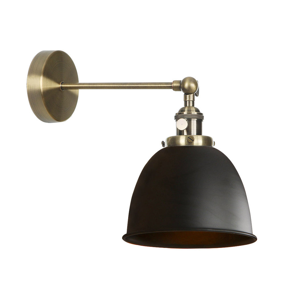 Vivolux | 1 Glühbirne Kuppel Schirm Wandleuchte Industriell Schwarz/Grau/Weiß Metall Wandmontierte Lampe für Schlafzimmer