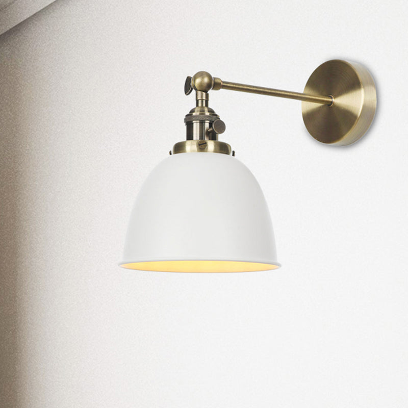 Vivolux | 1 Glühbirne Kuppel Schirm Wandleuchte Industriell Schwarz/Grau/Weiß Metall Wandmontierte Lampe für Schlafzimmer