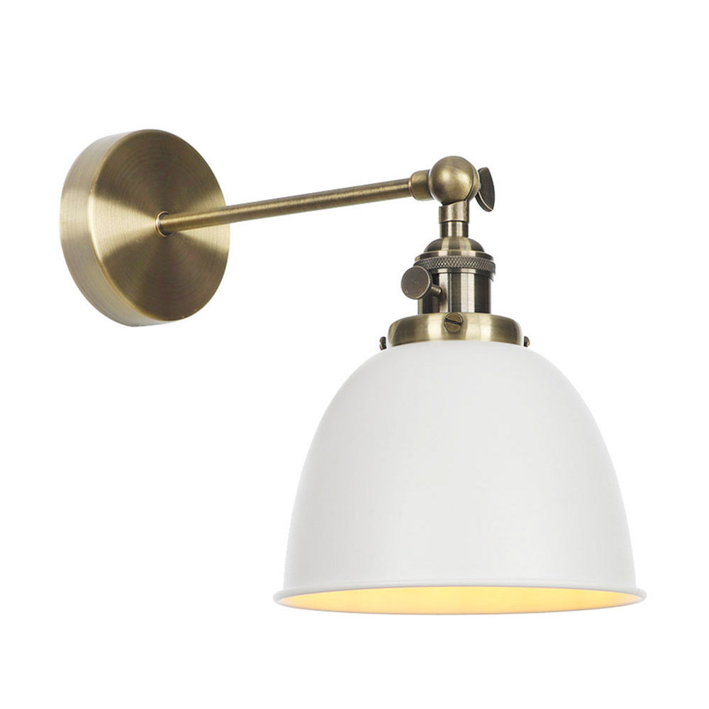 Vivolux | 1 Glühbirne Kuppel Schirm Wandleuchte Industriell Schwarz/Grau/Weiß Metall Wandmontierte Lampe für Schlafzimmer