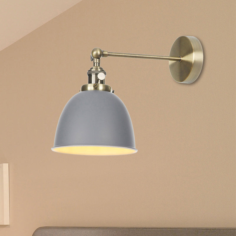 Vivolux | 1 Glühbirne Kuppel Schirm Wandleuchte Industriell Schwarz/Grau/Weiß Metall Wandmontierte Lampe für Schlafzimmer