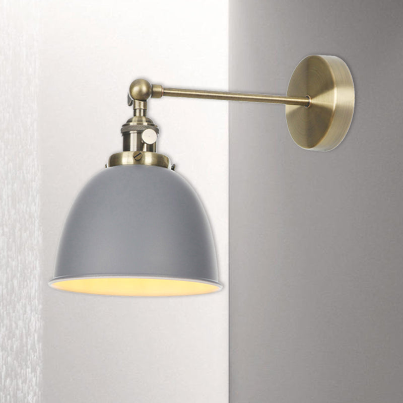Vivolux | 1 Glühbirne Kuppel Schirm Wandleuchte Industriell Schwarz/Grau/Weiß Metall Wandmontierte Lampe für Schlafzimmer