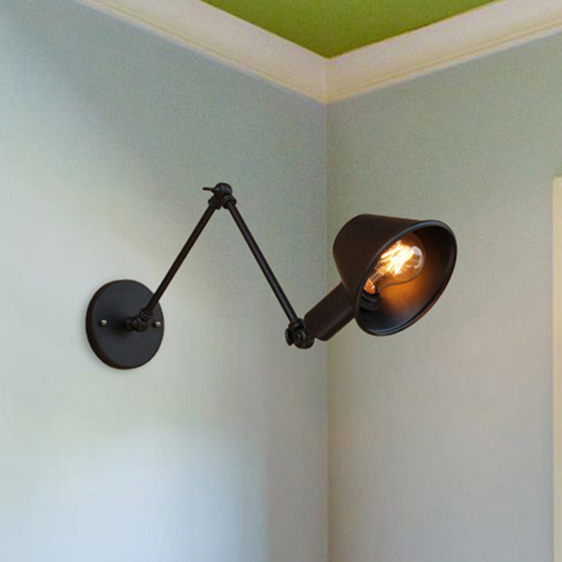 Vivolux | 1 Glühbirne Wandbeleuchtung Vintage Industrie Konische Schattierung Metall Wandlampe in Schwarz/Rost für das Arbeitszimmer