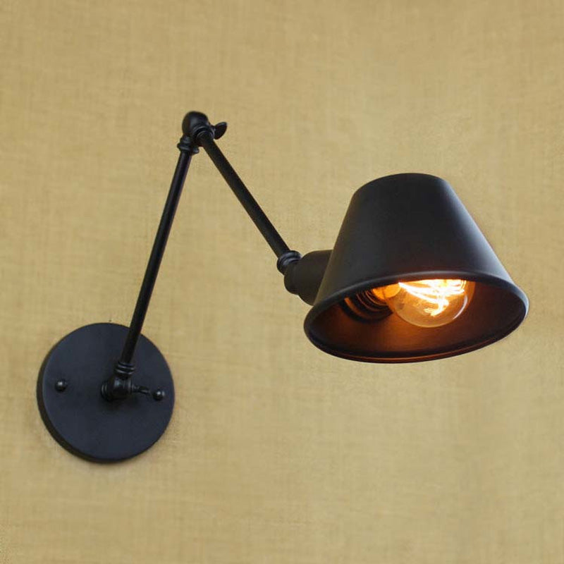 Vivolux | 1 Glühbirne Wandbeleuchtung Vintage Industrie Konische Schattierung Metall Wandlampe in Schwarz/Rost für das Arbeitszimmer
