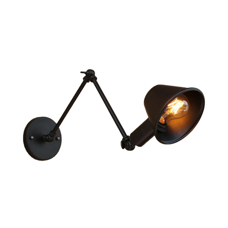 Vivolux | 1 Glühbirne Wandbeleuchtung Vintage Industrie Konische Schattierung Metall Wandlampe in Schwarz/Rost für das Arbeitszimmer