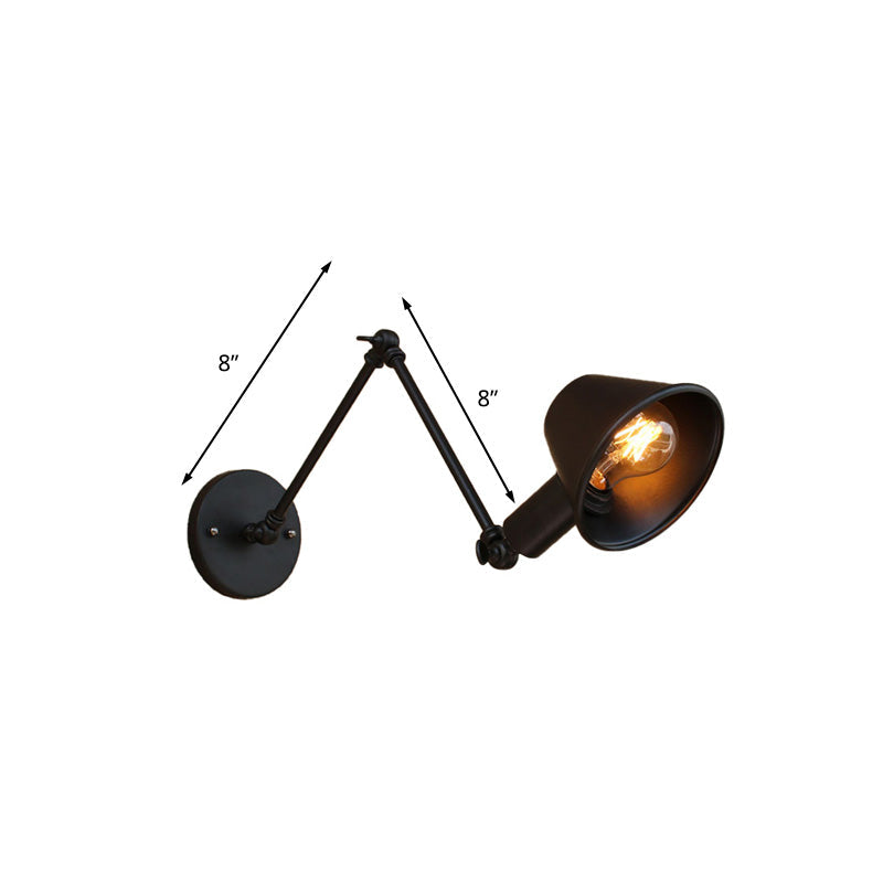 Vivolux | 1 Glühbirne Wandbeleuchtung Vintage Industrie Konische Schattierung Metall Wandlampe in Schwarz/Rost für das Arbeitszimmer
