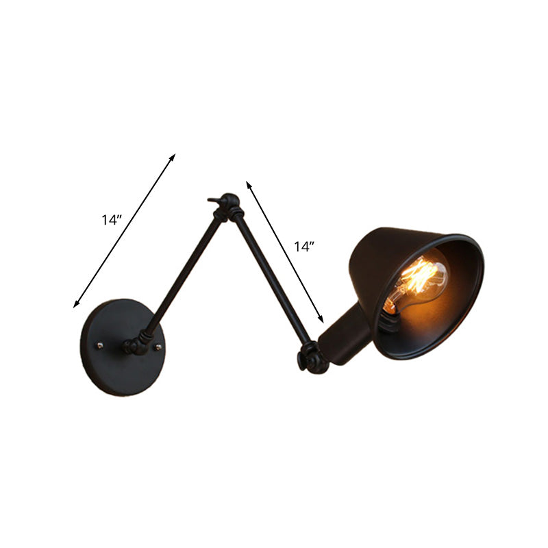 Vivolux | 1 Glühbirne Wandbeleuchtung Vintage Industrie Konische Schattierung Metall Wandlampe in Schwarz/Rost für das Arbeitszimmer