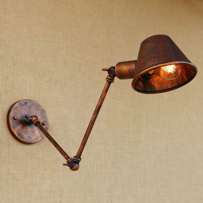 Vivolux | 1 Glühbirne Wandbeleuchtung Vintage Industrie Konische Schattierung Metall Wandlampe in Schwarz/Rost für das Arbeitszimmer