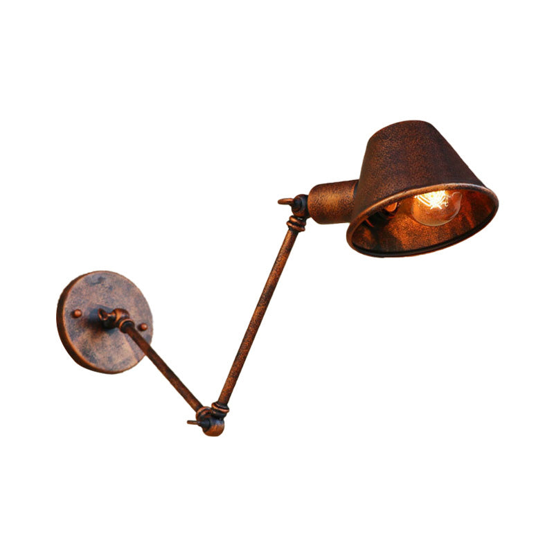 Vivolux | 1 Glühbirne Wandbeleuchtung Vintage Industrie Konische Schattierung Metall Wandlampe in Schwarz/Rost für das Arbeitszimmer