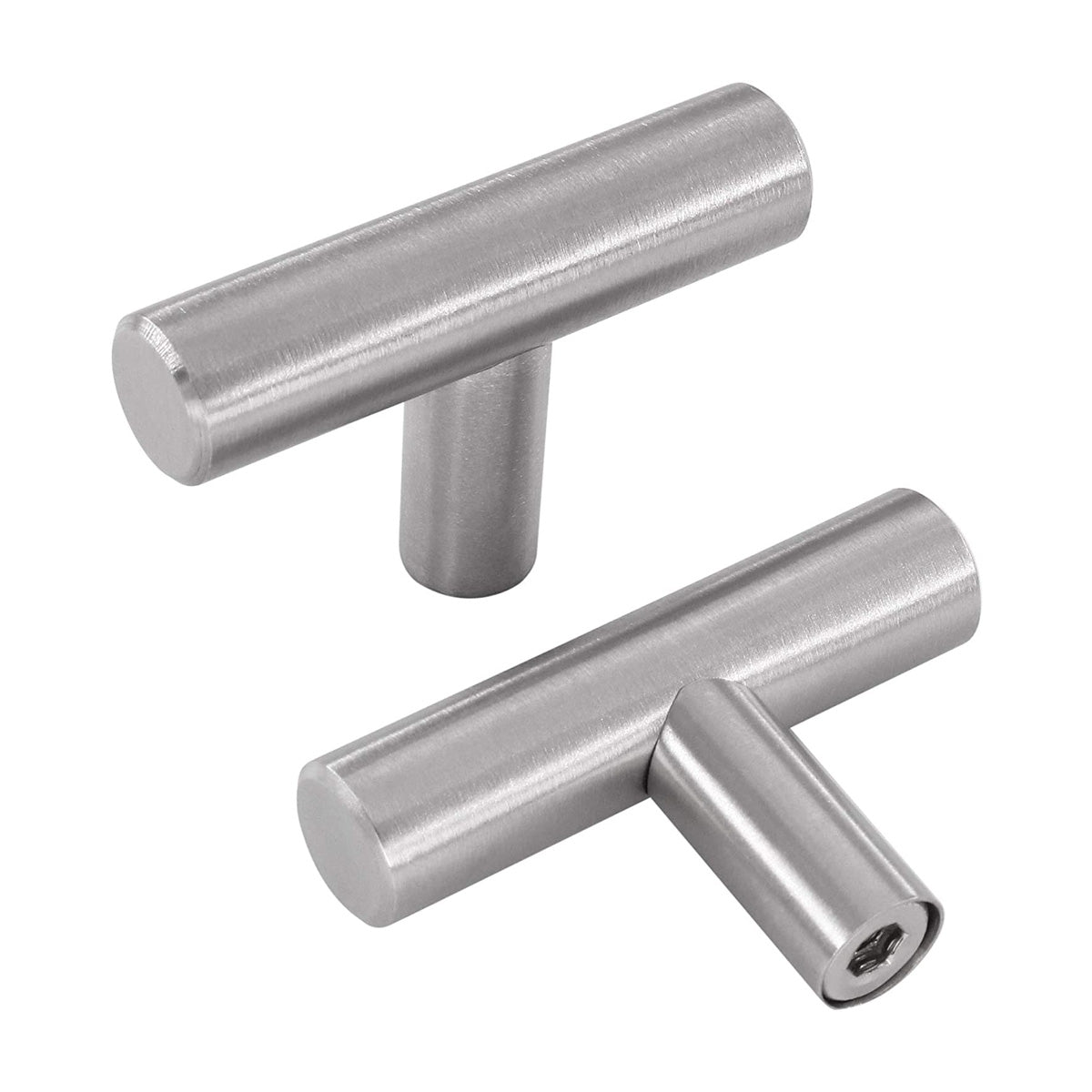 Vivolux | Gebürstetes Nickel Moderne Edelstahl Schubladenbeschläge T-Bar Griffe