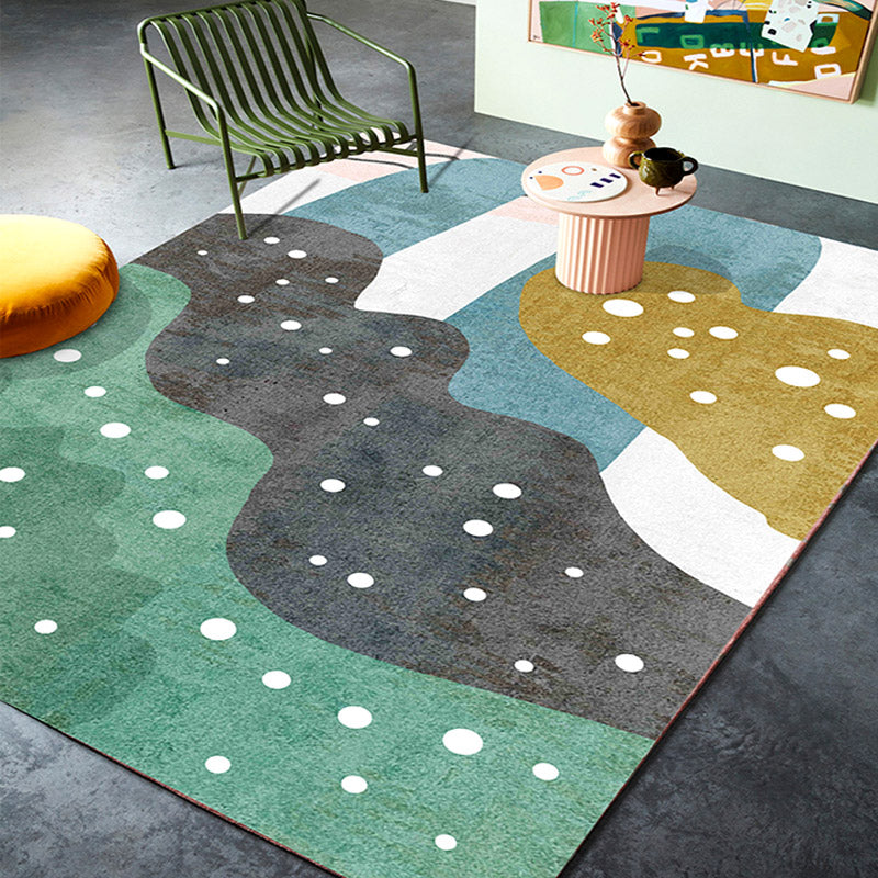 Vivolux | Retro Abstract Line Art Teppich Mehrfarbiger Mid-Century Teppich Synthetik Waschbar Fleckenresistent Rutschfester Teppich für das Wohnzimmer