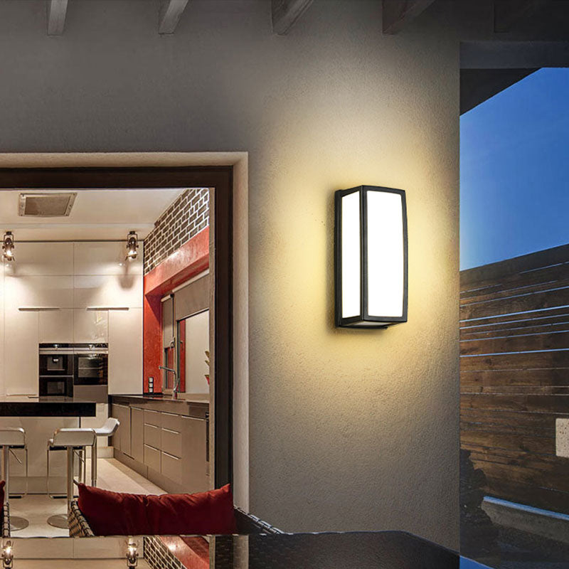 Vivolux | Rechthoekig Metaal LED Wandverlichting Hedendaagse Textuur Zwarte Wandlamp Fixture voor Patio