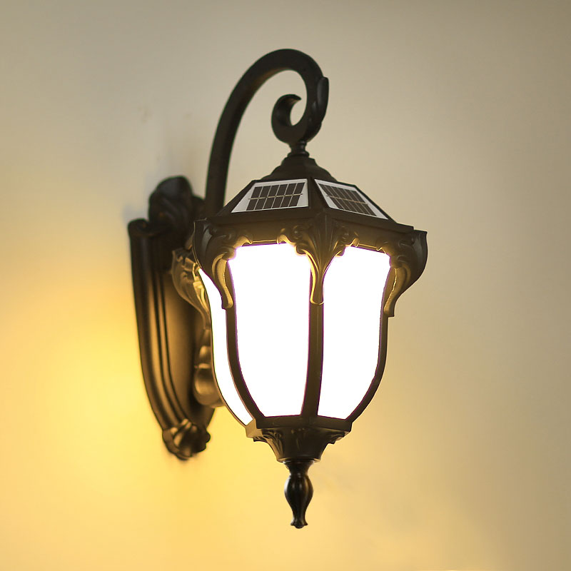 Vivolux | Traditionelle Glocken-LED-Wandmontage-Lampe Creme-Glas-Solar-Wandanlage für Außenbereiche