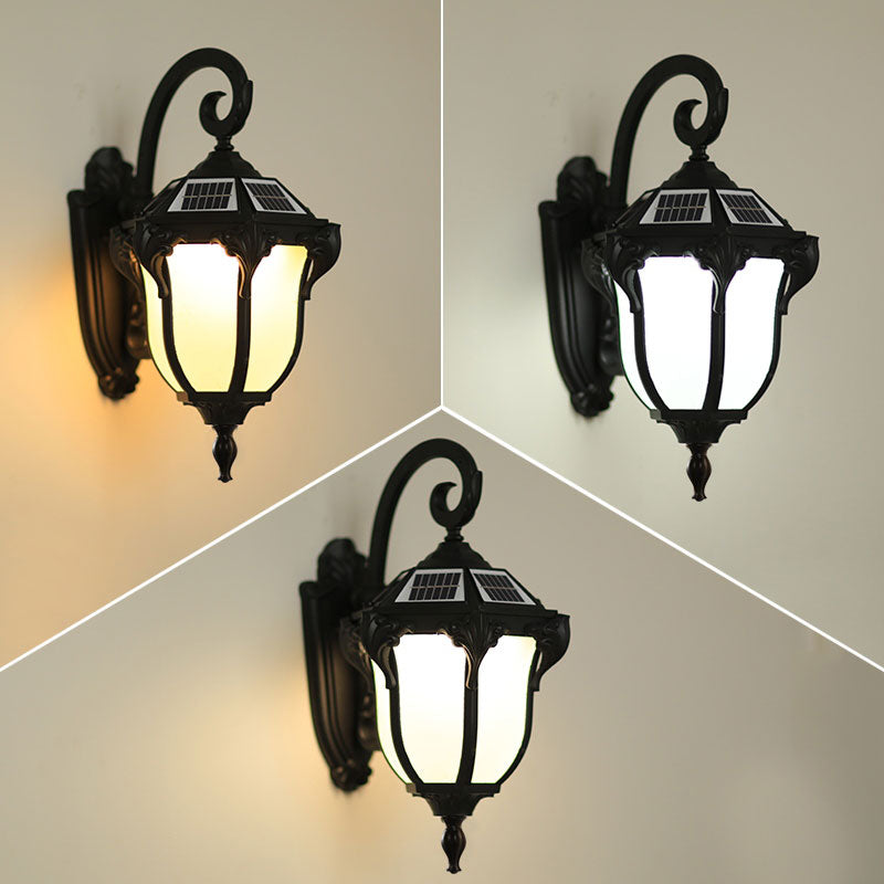 Vivolux | Traditionelle Glocken-LED-Wandmontage-Lampe Creme-Glas-Solar-Wandanlage für Außenbereiche