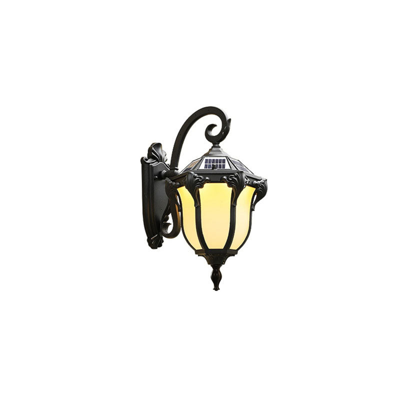 Vivolux | Traditionelle Glocken-LED-Wandmontage-Lampe Creme-Glas-Solar-Wandanlage für Außenbereiche