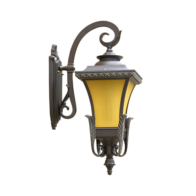 Vivolux | 1 Kopf Tan Glas Wandmontage Licht Traditionell Kaffee Quadrat Glocke Außen Wand Licht Armatur