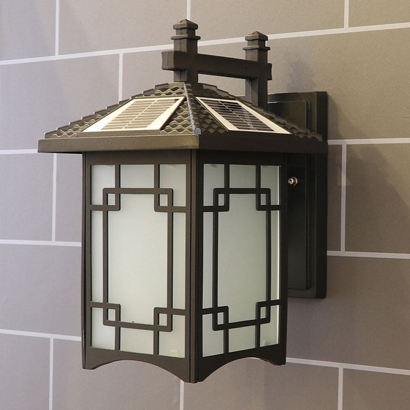 Vivolux | Rustieke Rechthoekige LED Wandlamp Frost Glas Zonne Wandlicht Armatuur voor Courtyard