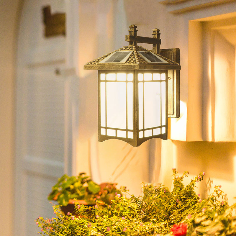 Vivolux | Rustieke Rechthoekige LED Wandlamp Frost Glas Zonne Wandlicht Armatuur voor Courtyard