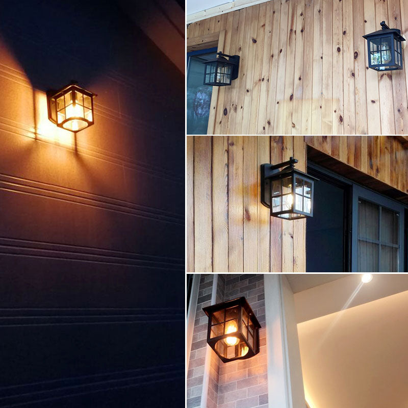 Vivolux | Quadratischer Schatten Klarglas Wandmontage Licht Retro 1-Licht Innenhof Wandleuchte Licht