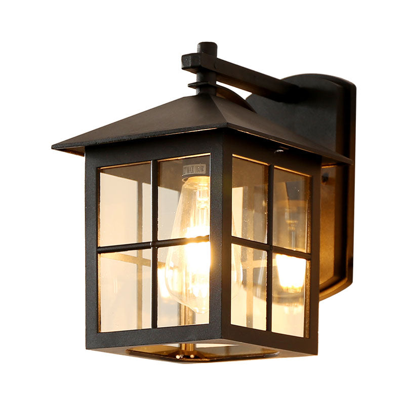 Vivolux | Quadratischer Schatten Klarglas Wandmontage Licht Retro 1-Licht Innenhof Wandleuchte Licht