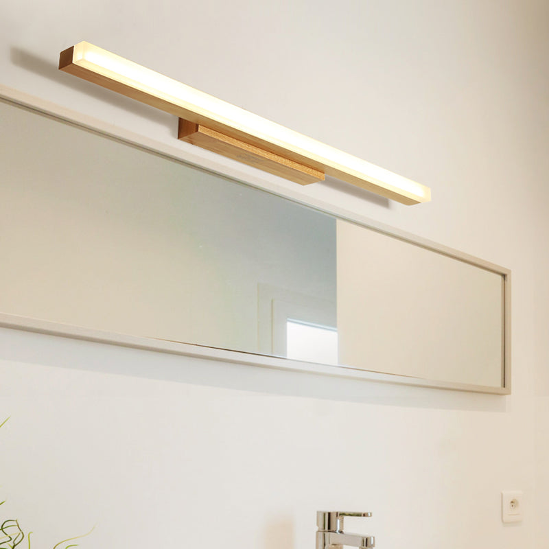 Vivolux | Houten Lineaire Vanity Lamp Modernist Led 16"/23.5"/31.5" Breed Beige Vanity Sconce Licht in Wit/Warm Licht