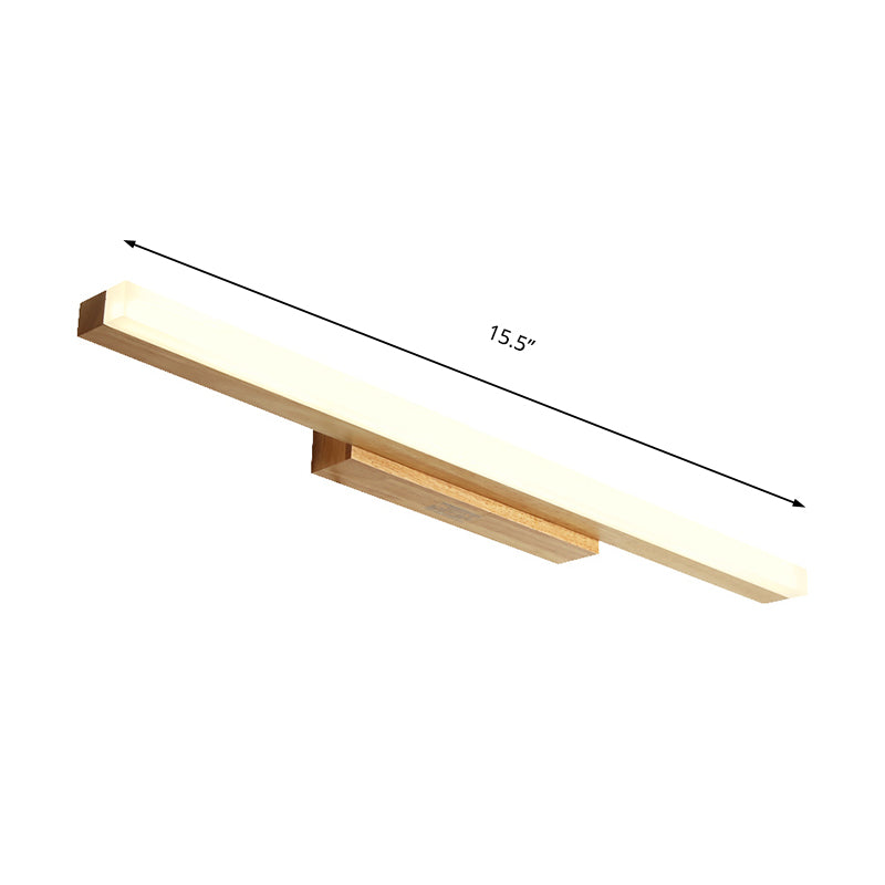 Vivolux | Houten Lineaire Vanity Lamp Modernist Led 16"/23.5"/31.5" Breed Beige Vanity Sconce Licht in Wit/Warm Licht
