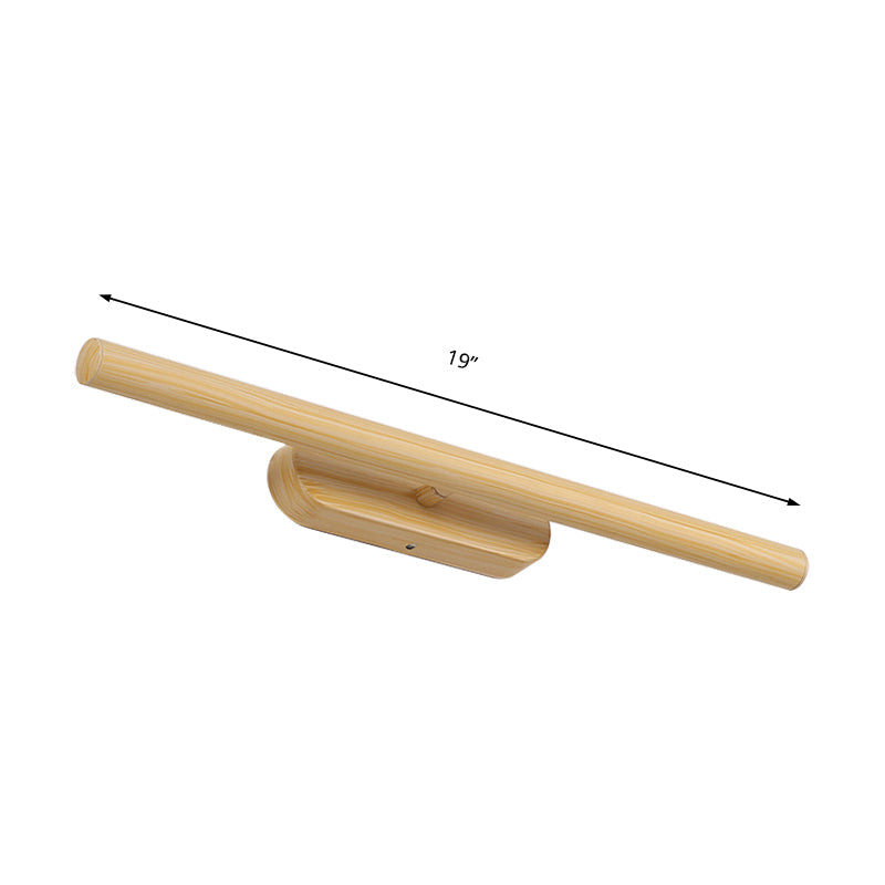 Vivolux | Tube Wood Vanity Wandleuchte Modernistisch 19"/23"/27" Breite LED Beige Wandmontierte Vanity Lichtarmatur in Weiß/Warm/Natürlich Licht