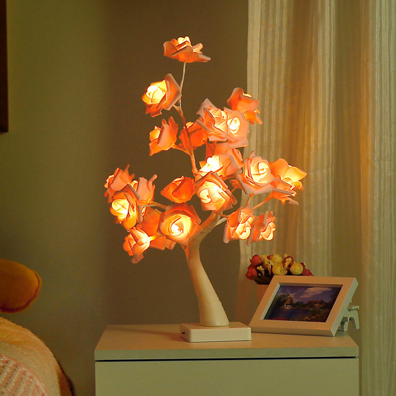 Vivolux | Kinder Baumförmige LED Tischlampe Plastik Schlafzimmer Nachttisch Licht mit USB Ladeanschluss