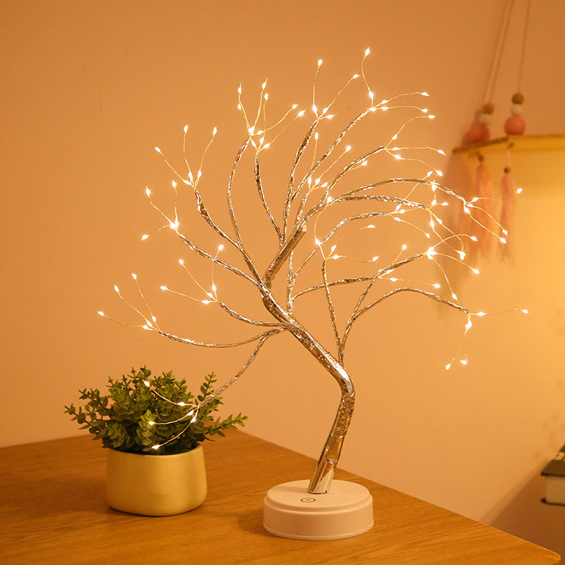 Vivolux | Tree Branch Battery Nachttischlampe Dekorative Kunststoff Mädchen Schlafzimmer LED Tischlicht