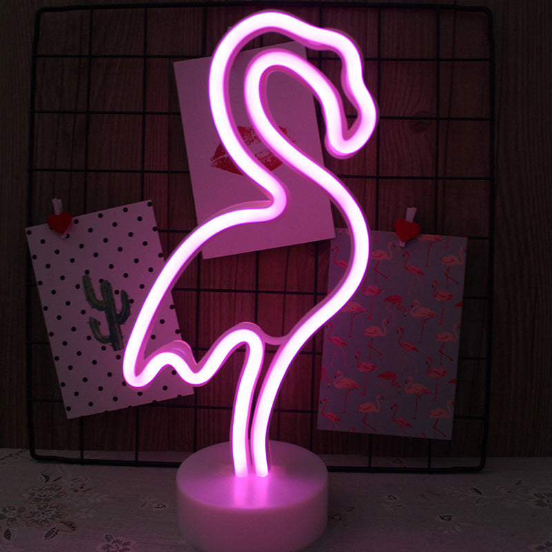 Vivolux | Plastik Cartoon LED Tischlampe Zeitgenössische Neon Nachtbeleuchtung in Weiß für Schlafzimmer