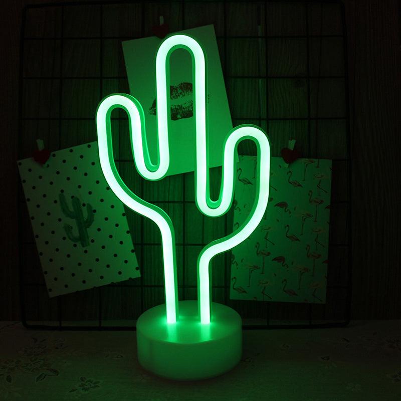 Vivolux | Plastik Cartoon LED Tischlampe Zeitgenössische Neon Nachtbeleuchtung in Weiß für Schlafzimmer