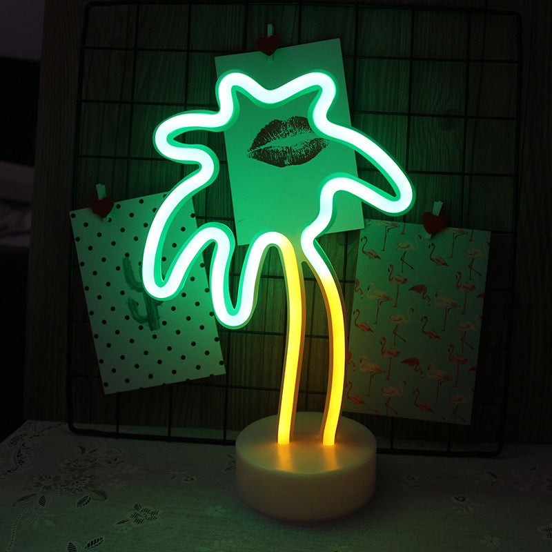 Vivolux | Plastik Cartoon LED Tischlampe Zeitgenössische Neon Nachtbeleuchtung in Weiß für Schlafzimmer