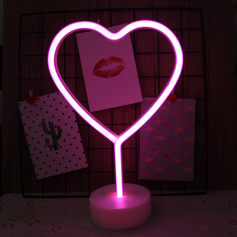 Vivolux | Plastik Cartoon LED Tischlampe Zeitgenössische Neon Nachtbeleuchtung in Weiß für Schlafzimmer