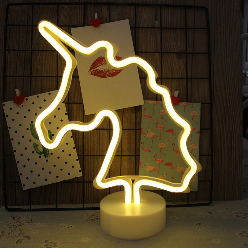 Vivolux | Plastik Cartoon LED Tischlampe Zeitgenössische Neon Nachtbeleuchtung in Weiß für Schlafzimmer