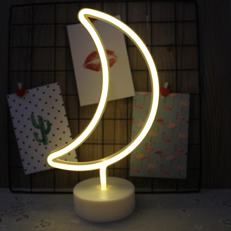 Vivolux | Plastik Cartoon LED Tischlampe Zeitgenössische Neon Nachtbeleuchtung in Weiß für Schlafzimmer