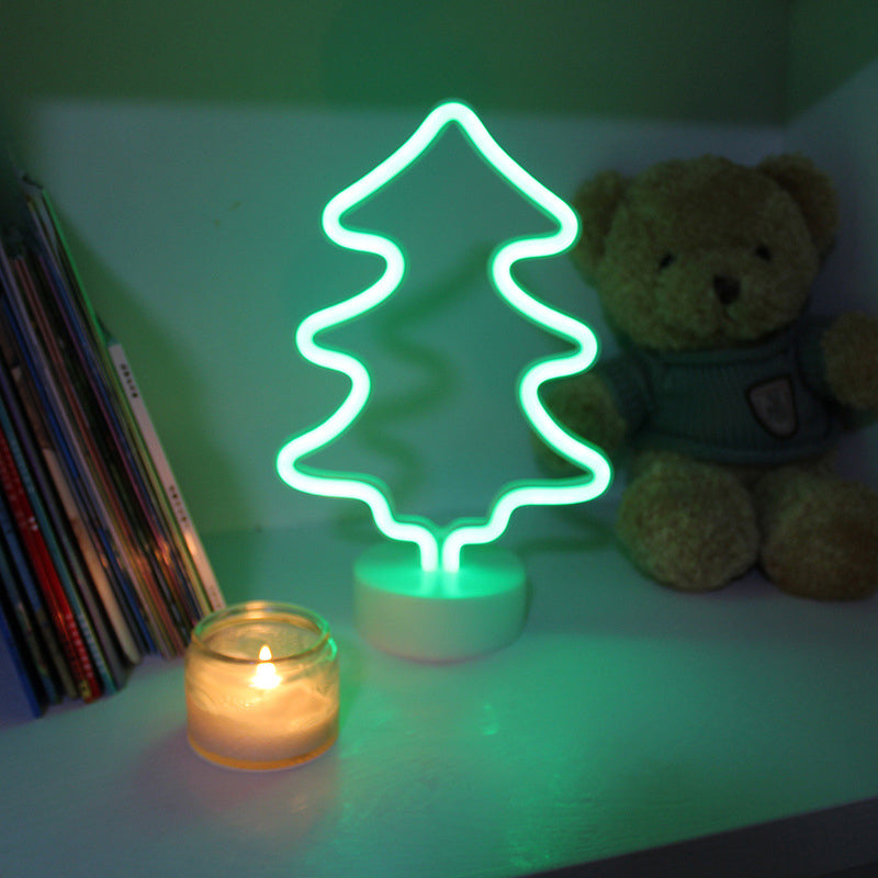Vivolux | Plastik Cartoon LED Tischlampe Zeitgenössische Neon Nachtbeleuchtung in Weiß für Schlafzimmer