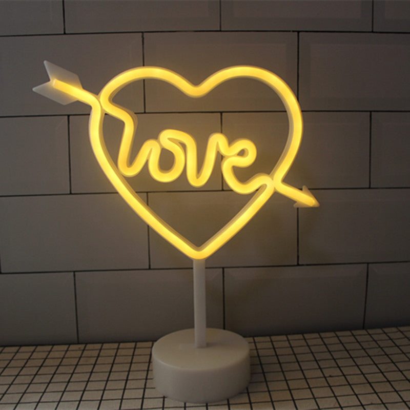Vivolux | Plastik Cartoon LED Tischlampe Zeitgenössische Neon Nachtbeleuchtung in Weiß für Schlafzimmer